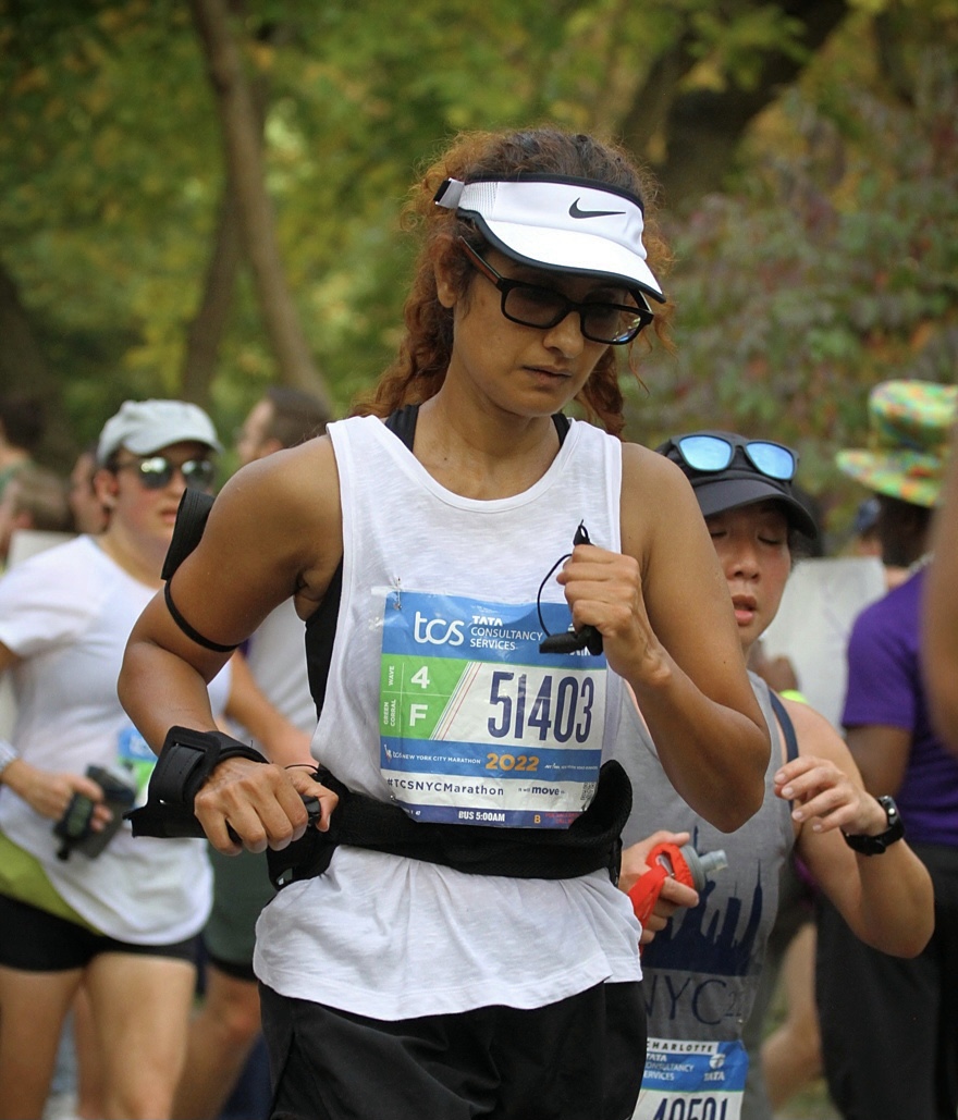Diane Bacchus running the New York City Marathon